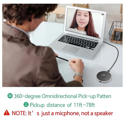 360° Computer Microphone for Desktop , USB Conference PC Mic, Noise-Canceling Technology, Recording, Skype, Online Class, Court Reporter, Plug & Play, Compatible with Windows/PC/Desktop/Laptop