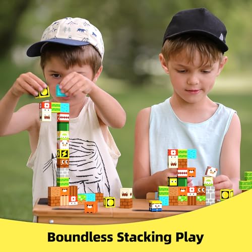 GobiDex Magnetic Blocks Kids Building Toys for Boys Girls 3+, Game-Based Build MagWonder with Magnet Construction Toys, Upgraded STEM Sensory Gift for Birthday (1 inch)