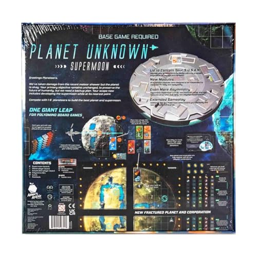 Adams Apple Games, Planet Unknown Supermoon Expansion, for Ages 10 and Up | 1 to 6 Players, Three new modules are included. supermoons, salvage tiles, and terrain patches
