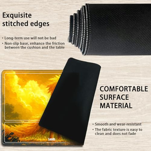 MTG Playmat with Zones, TCG Card Game Play Mat with Stitched Edges, Non-Slip Rubber Base Gaming Desk Mat, Smooth Surface 24 x 14 Inch, Golden Chocobo - color: Golden Chocobo, size: Zone 1