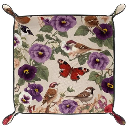 Butterfly Flowers Birds Dice Tray Dice Rolling Tray Folding Dice Holder for Dice Games, Like RPG, DND and Other Table Games - color: Multi 13