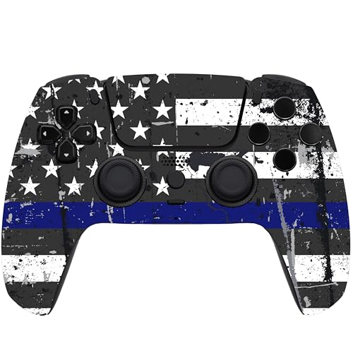 Custom Controllerzz Custom Wireless Controller Compatible with PS5 - Multiple Designs Available (Blue Line) - color: Blue Line