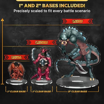 Skinny Minis Devil Miniatures Set, 16 Flat Minis with Bases for Tabletop Game, Infernal Monster Minis, D&D Compatible, 2D Pathfinder & 5e Minis for TTRPG
