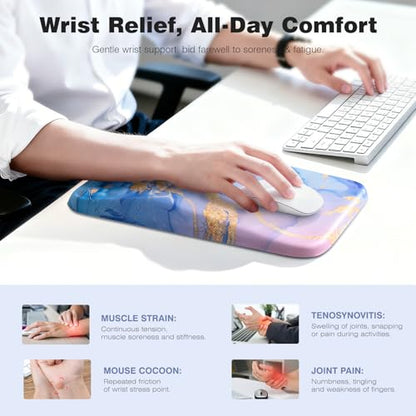 Ospelelf Mouse Pad with Wrist Rest Ergonomic Comfortable Pain Relief Mousepad Wrist Support for Computer Blue Marble - color: Blue Marble