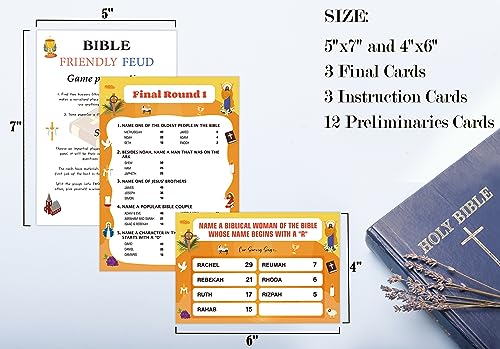 O4 Bible Games for Adults and Family - Bible Study, Trivia and Fun Family Game Night - 15 Game Cards + 3 Instruction Cards - color: Bible Game04