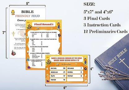 O4 Bible Games for Adults and Family - Bible Study, Trivia and Fun Family Game Night - 15 Game Cards + 3 Instruction Cards - color: Bible Game04