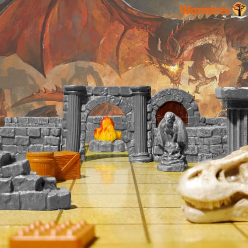 Warmtree 60 Pcs Modular Dungeon Walls,28mm Miniature Terrain | Building Accessories for Tabletop Scene Diorama Supplies Battle Grid Mat Accessory Gift of Christmas Halloween