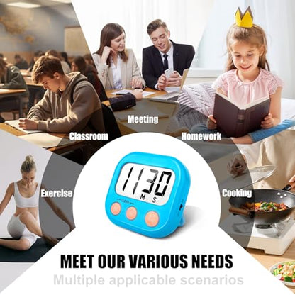 2 Pack Kitchen Timers Loud Ring Digital Timers for Cooking Magnetic Blue - color: Blue