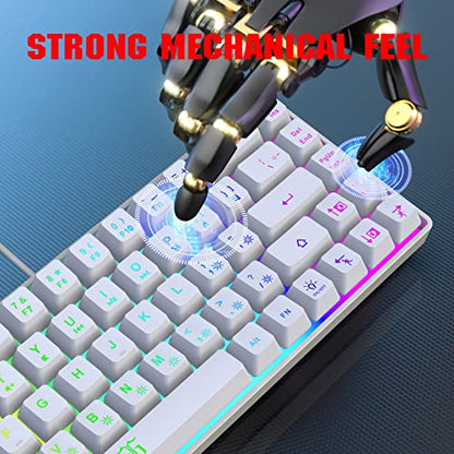 Snpurdiri 60% Percent Gaming Keyboard (68 Keys, White) | Compact RGB Backlit Ergonomic Small Mini Keyboard for Windows, PC, Laptop, Gaming - color: White