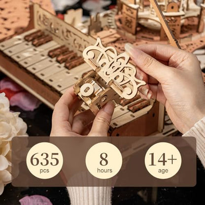 3D Puzzles for Adults, Wooden 3D Puzzle Model Time Piano Music Box Toys Building Kits, DIY Wood Crafts Cool Toy Hobbies for Men Women, Creative Assembly Gifts ﻿