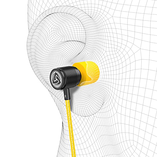 LUDOS Ultra Wired Earbuds in-Ear Headphones, 5 Years Warranty, Earphones with Microphone, Noise Isolating Ear Buds, Memory Foam for iPhone, Samsung, School Students, Kids, Women, Small Ears - Yellow - color: Yellow, style: 3.5 mm