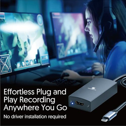 4K60 HDMI to USB-C Capture Dongle with Scaler, Stream up to 4K60, HDMI 2.0, HDR, Ultra Low Latency, for Gaming Xbox, PS5, PC, USB3.1, No Driver Required, for OBS, TAA Compliant