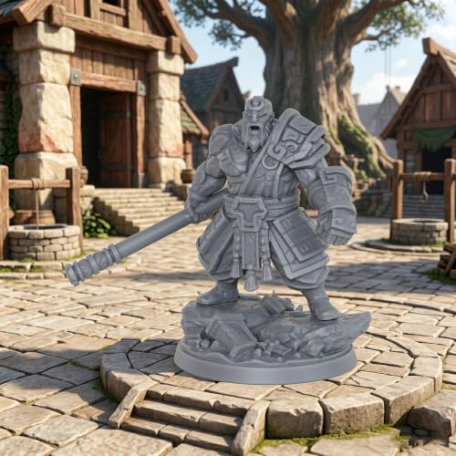 Fantasy Tabletop Unpainted Miniatures -32mm Rune Giants Duo AS1012 | 1:50 Miniature Game Role Playing RPG Accessory Dungeon Masters Boss Encounter - Giant Boss
