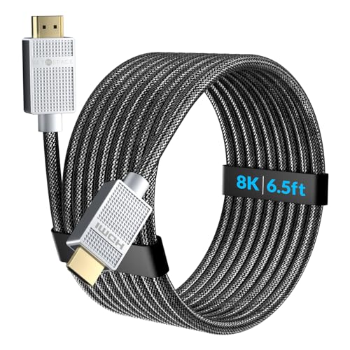 HDMI Cable [Ultra High Speed HDMI HDMI 2.1 Cable 8K@60Hz | 4K@120Hz, 6.5ft Durable Braided Short HDMI Cord for Gaming Xbox, PS 4/5, Steam Deck, etc -Bandwidth Capability 48Gbps - size: 8K | 6.5ft