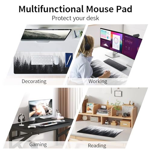 Desk Mat Forest, Keyboard Mats for Desk, 31.5" x 11.8" XL | Large Gaming Mouse Pad, Stitched Edges, Non-Slip Desk Pad, Computer Keyboard Mat, Office Home - color: Forest