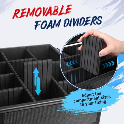 Trading Card Storage Box Top Loader Card Case for Sports Cards Hard Organizer Case with 9 Dividers 4 Foam Dividers and 24pcs Magnetic Holder Sleeve for 620+ Top loaders or 144 Magnetic Cards