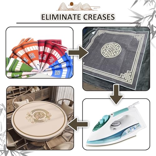 Round Mahjong Mat Silent and Noise Reduction Mahjong Table Cover with Rubber Backing Large Play Mat for Poker, Card, Board, Tile Games(140cm/55.11in) - size: 140cm/55.11in