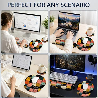 Cute Cat Wrist Rest Mouse Pad and Keyboard Support Set,3 in 1 Ergonomic Memory Foam Mousepad with Non Slip Base, Gaming Mouse Pad for Office and Home - color: Cute Cat