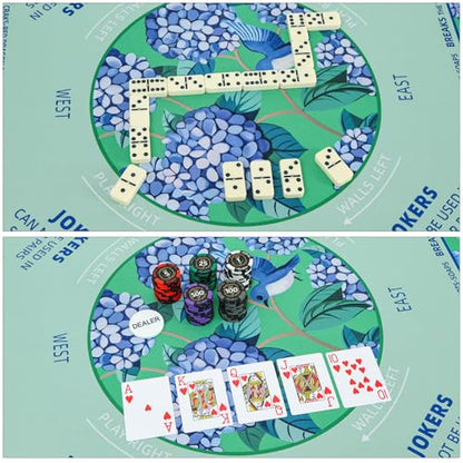Dark Green Mahjong Learning Mat (33” x 33”) with Black Carrying Bag, Anti-Slip, Mahjong Mat for Table, Board Games, Tile Games and Cards - color: Dark Green