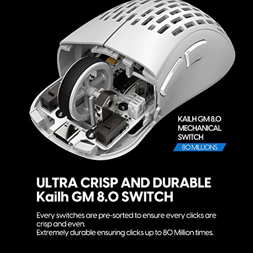 Pulsar Gaming Gears - Xlite v2 Wireless Gaming Mouse, Ultra Lightweight, 2.1 oz (59 g), Ergonomic 2.4 Ghz 1 ms 20000 DPI Optical Sensor PAW3370 Domestic Genuine Product (Medium, Wireless, White) - color: White, size: Medium, style: Xlite V2