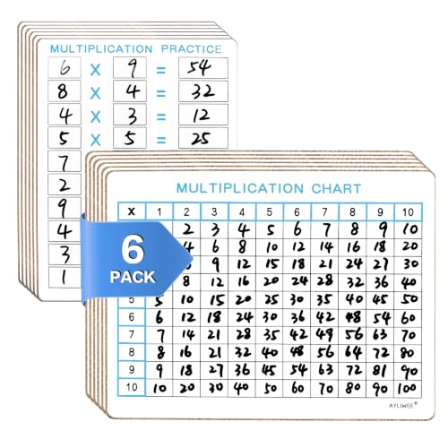 6 Pack Double-Sided Multiplication Whiteboard 9"x12" Math Dry Erase Board | Reusable and Wipes Clean, for Classroom Students - size: 6 Pack