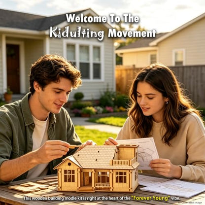 3D Wooden Puzzles for Adults,Miniature Villa Model Kit,DIY Wooden Craft for Home Office Decor,Stress Relief & Screen-Free Activity,Gift for Adults, Teens, Dads, DIY Lovers - style: One Layer-1
