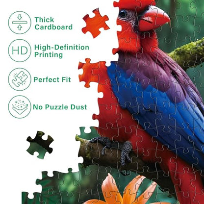 BenBen 1000 Piece Jigsaw Puzzle for Adults, Jungle Parrots, Patterned Back | Challenging Jigsaw Puzzles, Thick Cardboard Pieces, Snug Fit, Challenging Puzzles for Family Game Night, Home Décor
