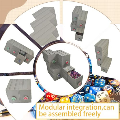 DND Dice Storage Box - Pull-out Storage Mimic Chest Dice Box ，for 180 Dice, Modular Integration, Can Be Assembled Freely, Protective Novelty Dice Holder for Tabletop Dice（4pcs