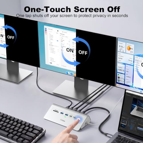 Docking Station 3 Monitors, intpw 13 in 1 USB C Docking Station with 8K DP + 2 HDMI 4K@60Hz, 10Gbps USB A/C, 2 PD 45W, RJ45, SD/TF, Audio, 65W Adapter+3.9FT Cable, Powered USB C Hub for Mac, Dell, HP