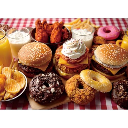 1000 Piece Jigsaw Puzzle for Adults Fast Food Feast Burgers Fries Donuts Sweet Desserts Challenging 1000pc Puzzle Game Family Fun Activity(27.6" x 19.7") - color: Burgers Fries Donuts, size: (27.6"x19.7")