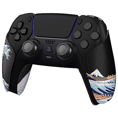 eXtremeRate PlayVital Anti-Skid Sweat-Absorbent Controller Grip for ps5 Controller, Professional Textured Soft Rubber Pads Handle Grips for ps5 Control - The Great Wave Off Kanagawa - color: The Great Wave Off Kanagawa