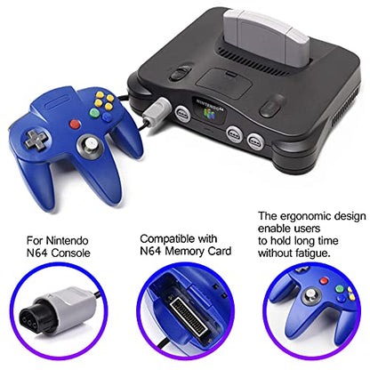 miadore 4 Pack Classic N64 Controller, Wired N64 Controllers with Upgraded Joystick (Non PC USB Version)(Red/Blue/Clear Green/Clear Blue) - color: Red/Blue/Clear Green/Clear Blue