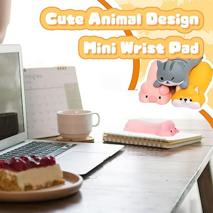 3 Pcs Cute Wrist Rest Support for Mouse Keyboard Computer Kawaii Mouse Pad Cat Pig Dog Animal Design Computer Arm Rest Cushion Mat for Laptop Desk Office Supplies