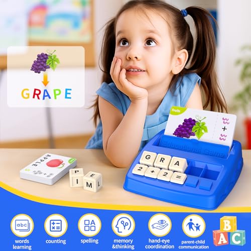 DEGIDEGI Educational Toys for Kids Ages 3-8, Matching Letter Spelling Math Counting Game,Learning Game for Preschool& Kindergarten Kids, Birthday Gifts for 3 4 5 6 7 Year Olds Boys&Girls Navy Blue - color: Navy Blue