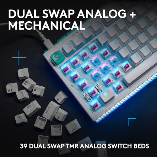 Logitech G512 X 75 TMR + Linear Switch Mechanical Gaming Keyboard - White | Hot-Swappable 9x TMR Rapid Trigger + Linear Mechanical Switches, Gasket, PBT Keycaps, <8K, LIGHTSYNC RGB, for PC & Mac - color: White, size: 75 percent, style: Linear Switches