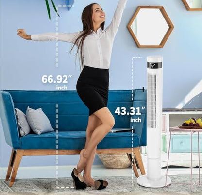 Antarctic Star 41inch Portable Tower Fan Electric Oscillating Fan Quiet Remote Control Bladeless Floor Fan 3 Wind Mode 12H Timer Bedroom Office White | Electric Oscillating, Quiet Remote Control Bladeless 3 Wind Mode 12H Timer for Bedroom Office - color: