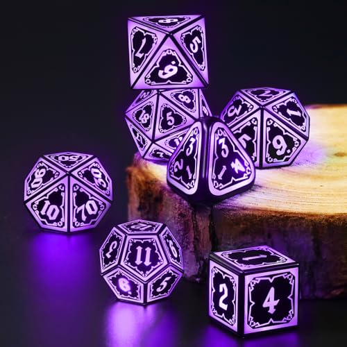 Light up LED DND Dice Set Rechargeable for Gift Dungeons and Dragon RPG | FONVGOGO D and D Glow in the Dark Dice with Charging Box for Tabletop Games, TTRPG, Dice Enthusiasts Collectors, DND Campaign - color: Astral Shard Purple