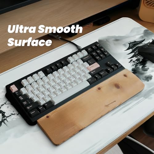 Gaming Mouse Pad with Anti-Slip Rubber Base, Extended Large Computer Mouse Mat with Stitched Edges, Long XL Anime Mousepad for Laptop and Keyboard, 31.5 x 11.8 inch (Japanese Cherry Blossom) - color: Japanese Cherry Blossom