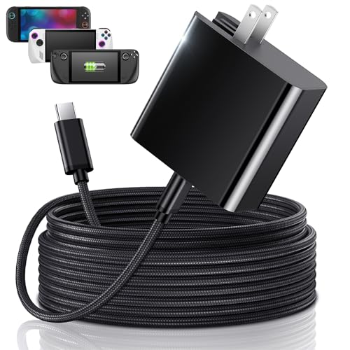 65W Fast Charger for Steam Deck & Nintendo Switch 2 with 10FT(3M) Cable - PD3.0 Foldable AC Adapter for ROG Ally, Switch 2 Charger Support TV Dock PS Console[Original Steam Deck Charger Replacement] - size: 10FT
