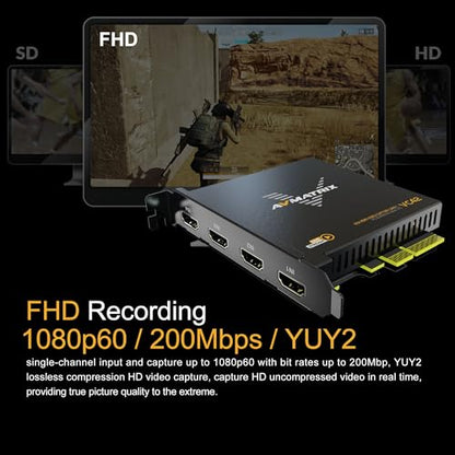 1080p60 4-PCI-E Capture Card | Live Stream and Record, Ultra-Low Latency, PS5, PS4 Pro, Xbox Series X/S, Xbox One X, OBS, Twitch, YouTube, Nintendo Switch - color: PCIE-4CH HDMI