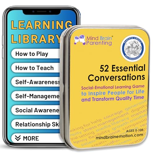Mind Brain Emotion 52 Essential Conversations for Home, Therapy, Speech, School Classroom - Conversation Cards for Kids, Family, Teacher & Counselor to Build Growth Mindset & Communication Skills - style: Conversation Skills