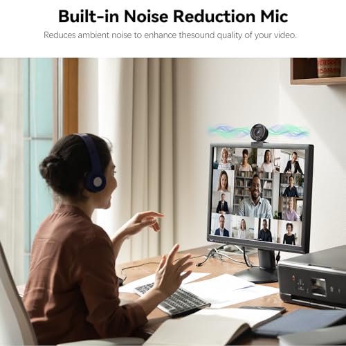 2K AI Webcam USB 3.0 with HDR 8X Digital Zoom & Microphone for PC | with Remote Control Plug and Play, Compatible with Zoom, Teams, Skype, Facetime, Meetings for Laptop Desktop Mac