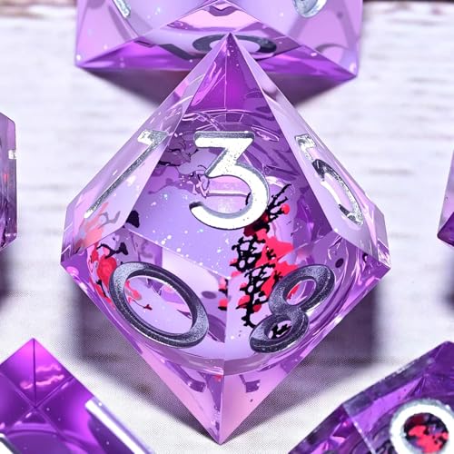 Dungeons and Dragons dice Set DND, polyhedral D&D Resin dice Set, Suitable for Role-Playing dice Game RPG Pathfinder DND dice Set - color: Ls-plum Purple