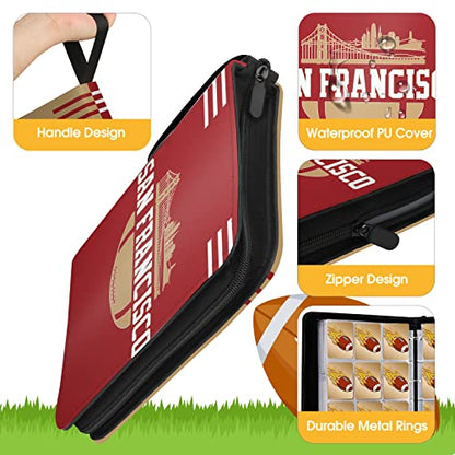 San Francisco Football Card Binder with Sleeves, 900 Pocket, 3 Ring, Waterproof, Dustproof, Durable - color: Scarlet, size: 900