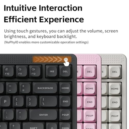 NuPhy Node75 Wireless Mechanical Keyboard, 75% Hot Swappable Custom Keyboard, 82 Keys Computer Gaming Keyboards, Supports Touch Gestures, PBT Keycaps, RGB Backlit, Bluetooth/2.4GHz/USB-C - color: Gray, size: High-profile Brown Max Switch