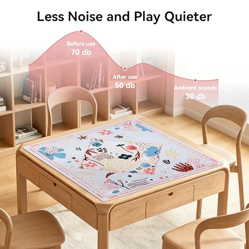 32.4x32.4 Inch Coastal Mahjong Mat 3MM Noise Reduction | Beach Funny Style with Carrying Bag Non-Slip No Creases Gaming Mat for Mahjong Poker Card Board Games Dominoes - color: Beige