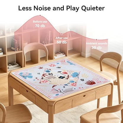 32.4x32.4 Inch Coastal Mahjong Mat 3MM Noise Reduction | Beach Funny Style with Carrying Bag Non-Slip No Creases Gaming Mat for Mahjong Poker Card Board Games Dominoes - color: Beige