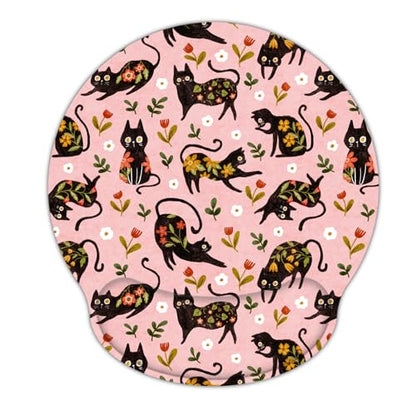 Ergonomic Mouse Pad with Wrist Support,Non-Slip Rubber Base for Computer Laptop & Mac,Lightweight Rest for Home,Office & Travel (Flowers Cats) - color: Flowers Cats