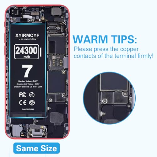 XYIRMCYF 24300mAh Super Capacity Battery Compatible with iPhone 7/7G, 0 Cycle Li-Polymer Replacement Battery for iPhone 7/7G, with Professional Repair Tool Kit - color: 7-24300