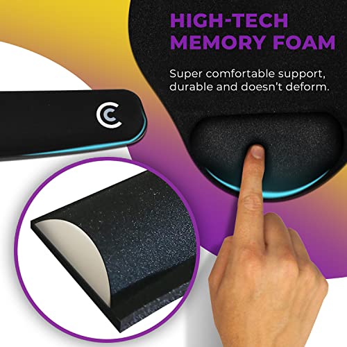 4pc Premium Wrist Rests for Keyboard and Mouse Pad Set - Memory Foam Cushion, Black - Ergonomic Wrists Hand Arm Rest Support for Laptop Computer Desk and Gaming - Carpal Tunnel Syndrome Relief - style: Premium